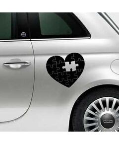 Sticker Fiat 500 Coeur Puzzle
