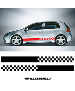 Car Side Checkerboard Stripes Set Stickers