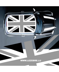 Sticker Toit Mini Union Jack Noir & Gris (sans fond) drapeau anglais