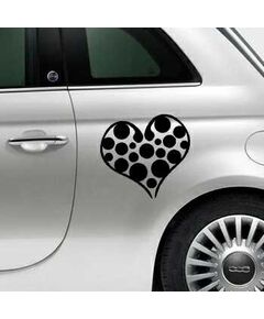 Sticker Fiat 500 Deko Herz mit Kugeln
