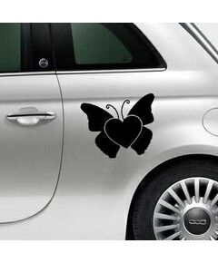 Sticker Fiat 500 Déco Coeur Papillon