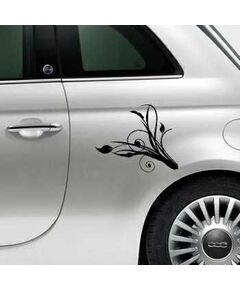 Sticker Fiat 500 Deco Ornement Fleurs Design