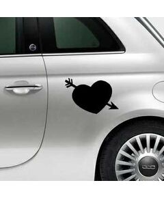 Sticker Fiat 500 Herz mit Pfeil