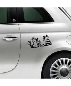 Sticker Fiat 500 Katzen Cartoon