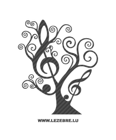 Floral Tree Treble Clef Carbon Decal