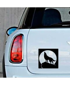 Wolf howling at the moon Mini Decal