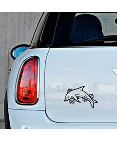 Flowers Dolphins Mini Decal