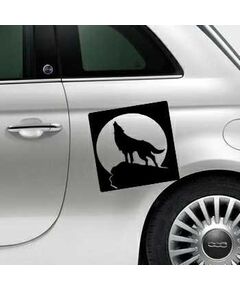 Sticker Fiat 500 Loup Hurlant à la Lune