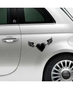 Sticker Fiat 500 Herz mit Flügeln