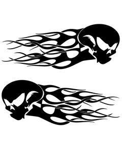 Set of 2 Harley Davidson Logo Skull Flames Decals Speed