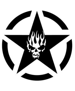 Sticker Stern US ARMY STAR Skull Fire