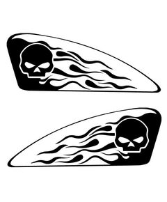 Set of 2 Harley Davidson Logo Skull Flames Reservoir Decals
