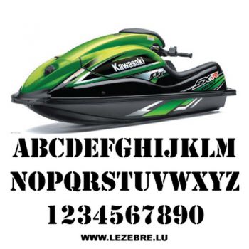Kit de 2 stickers Immatriculation Jet Ski à Personnaliser Stencil