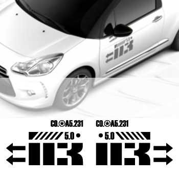 Set von 2 Stickern Citroën DS3 Türen D3 logo