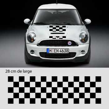 Mini checkered stripes Decals set (hood, roof, trunk)