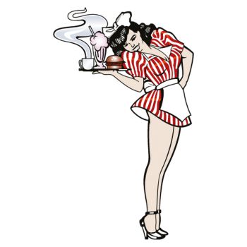 Pinup sexy waitress decal