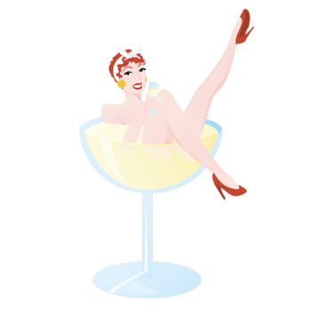Sticker Rétro Pin-Up Verre Cocktail