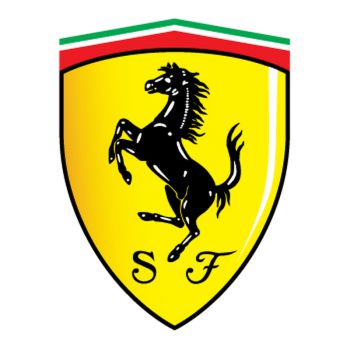 Sticker Ferrari. Autocollant cheval noir cabré sur fond jaune de la Scuderia Ferrari