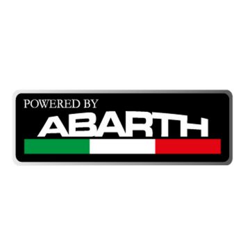 Sticker powered by Abarth avec fond chrome (70 x 24 mm)