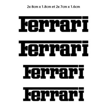 Ferrari logo brake decals set  (2x 8cm x 1.8cm + 2x 7cm x 1.6cm)