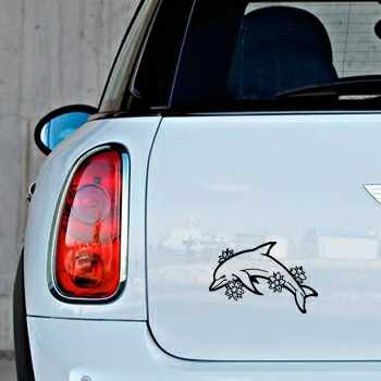 Flowers Dolphins Mini Decal