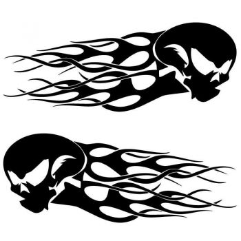 Set von 2 Stickern Logo Harley Davidson Skull Flammen Geschwindigkeit