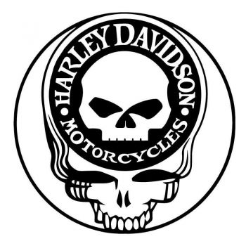 Aufkleber Sticker Logo Harley Davidson Motorcycles auf Skull