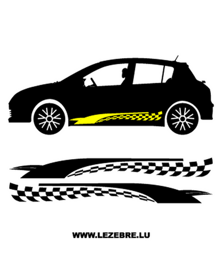Stickers Deko Auto Türen Racing Würfelmuster