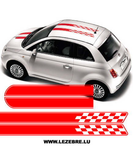 Fiat 500 Racing Checkered Stripes Decals Kit