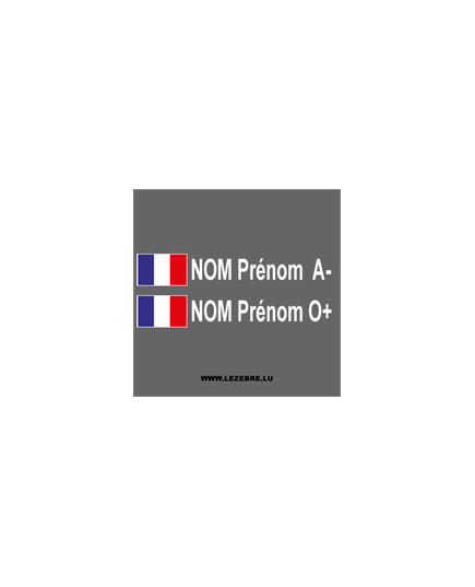 Kit 2 Stickers Flagge Frankreich Fahrer / Beifahrer Rallye zum Personalisieren