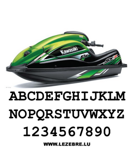 Set of 2 jet ski registration stickers to customize Courier