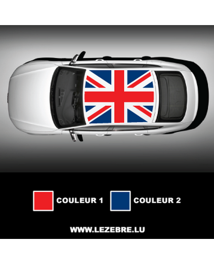 Sticker toit auto Union Jack couleur à personnaliser