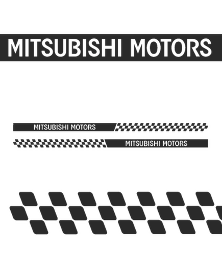 Kit Stickers Bande Seitenleiste Würfelmuster Mitsubishi Motors