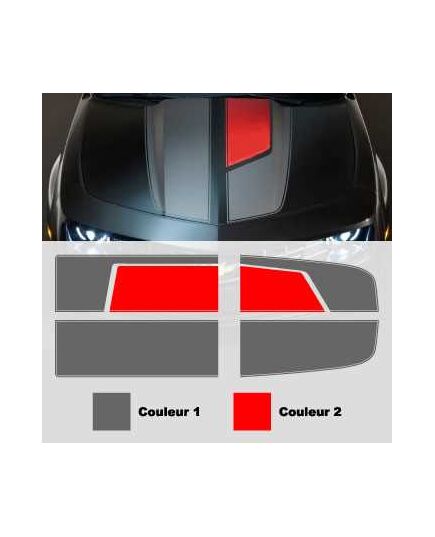 Kit Stickers Bandes Style Camaro 45th (Capot + Coffre)