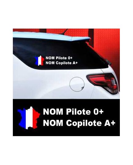 Set von 2 Stickern auto Fahrer et Beifahrer Frankreich zum Personalisieren