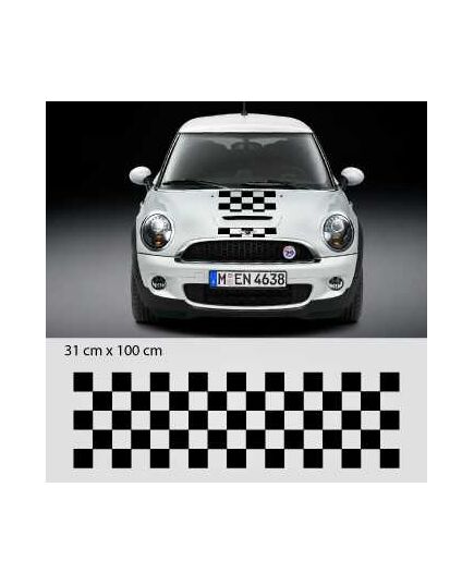 Kit Stickers Bandes Damiers Capot Mini (One, Cooper S, John Cooper Works, Roadster, Cabrio)
