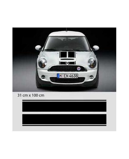 Kit Stickers Bandes Doubles Capot Mini (One, Cooper S, John Cooper Works, Roadster, Cabrio)