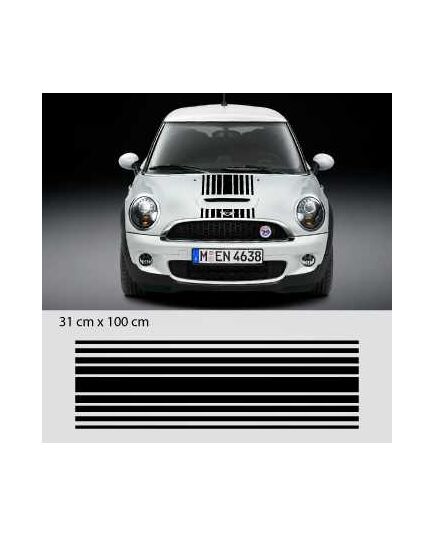Kit Stickers Bandes Rayures Capot Mini (One, Cooper S, John Cooper Works, Roadster, Cabrio)