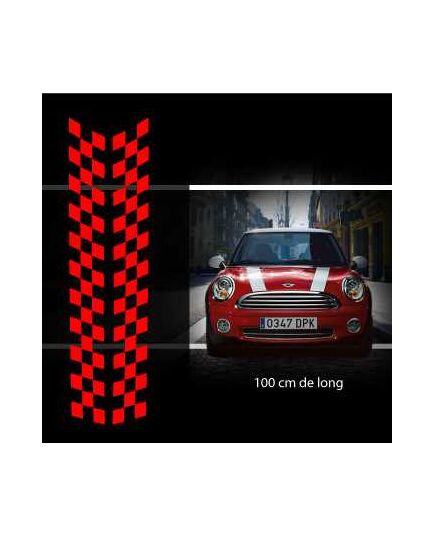 Kit Stickers Bandes Decoration Damiers Capot Mini (One, Cooper S, Works, Roadster, Cabrio) 2