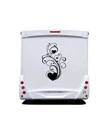 Sticker Camping Car Décoration Coeurs Swirles