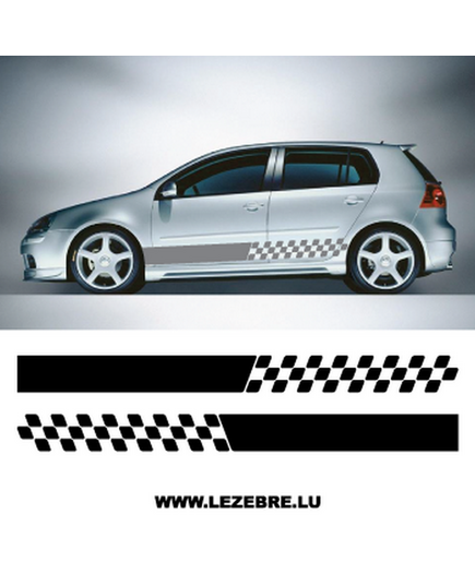 Car Side Checkerboard Stripes Set Stickers 2