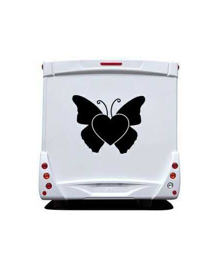 Sticker Camping Car Déco Coeur Papillon