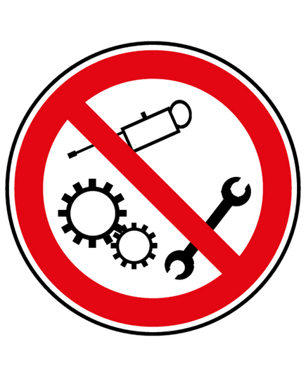 Sticker maintenance interdite pendant fonctionnement