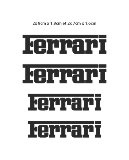 Kit Stickers étrier freins Ferrari Logo arrondi (2x 8cm x 1.8cm + 2x 7cm x 1.6cm)