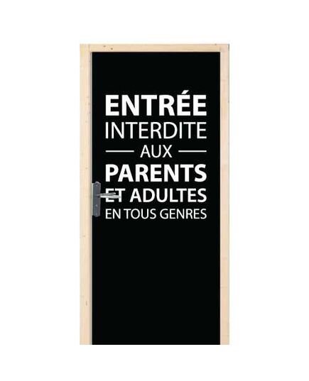 Sticker Déco Porte Enfant Entrée Interdite Aux Parents...