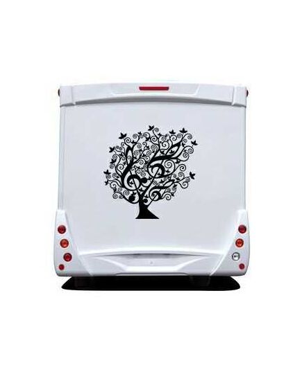 Floral Tree Treble Clef Design Camping Car Decal