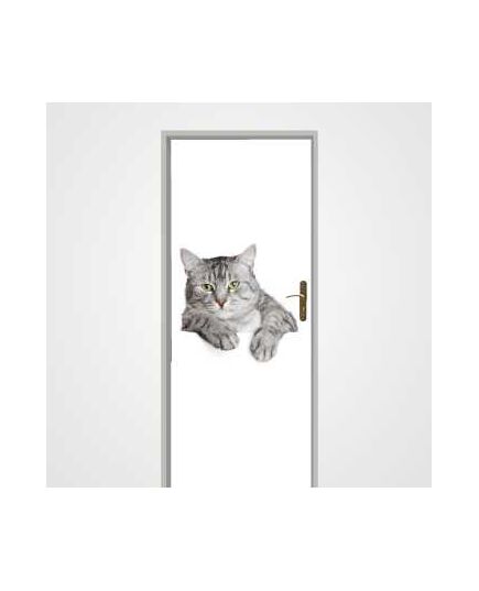 Grey Cat door decal