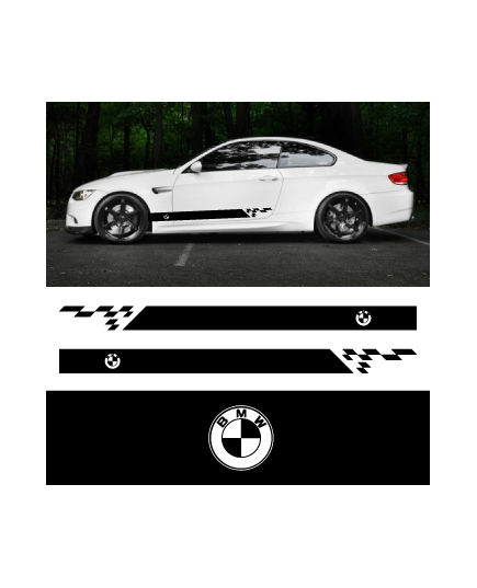 Car side BMW logo stripes stickers set
