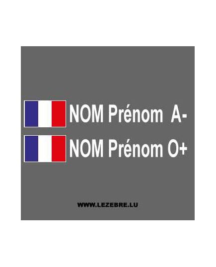 Kit 2 Stickers Flagge Frankreich Fahrer / Beifahrer Rallye zum Personalisieren