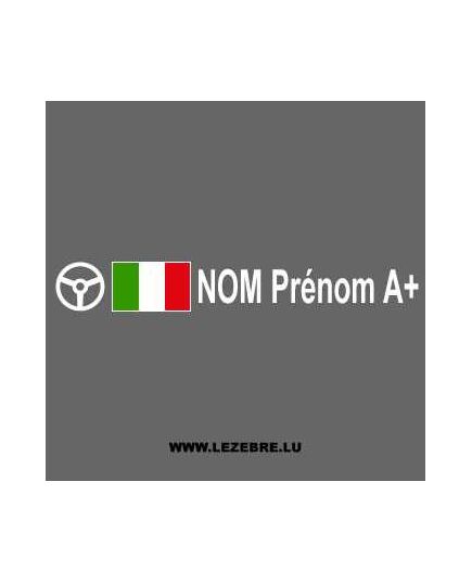 Kit 2 Stickers Steuer Flagge Italien Fahrer Rallye zum Personalisieren